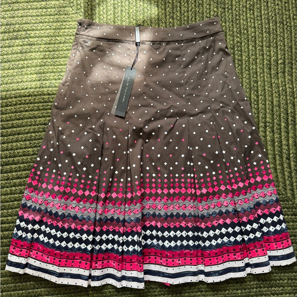 Elie Tahari Brown and White Skirt NWT msrp $298